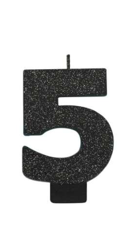 Sparkly Black Candle - No 5 - Click Image to Close